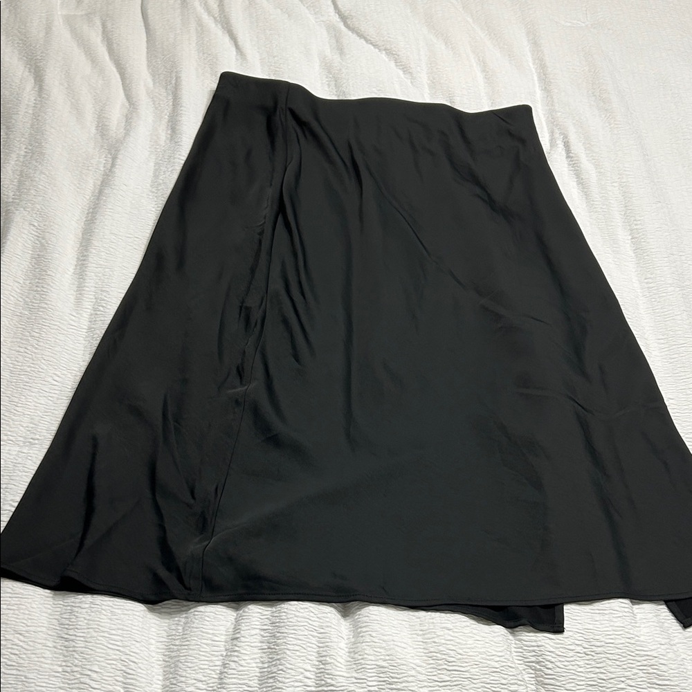 Black Silk Midi Skirt XL A NEW DAY